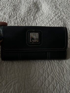 Tignanello Black Wallet with Silver Logo Plate